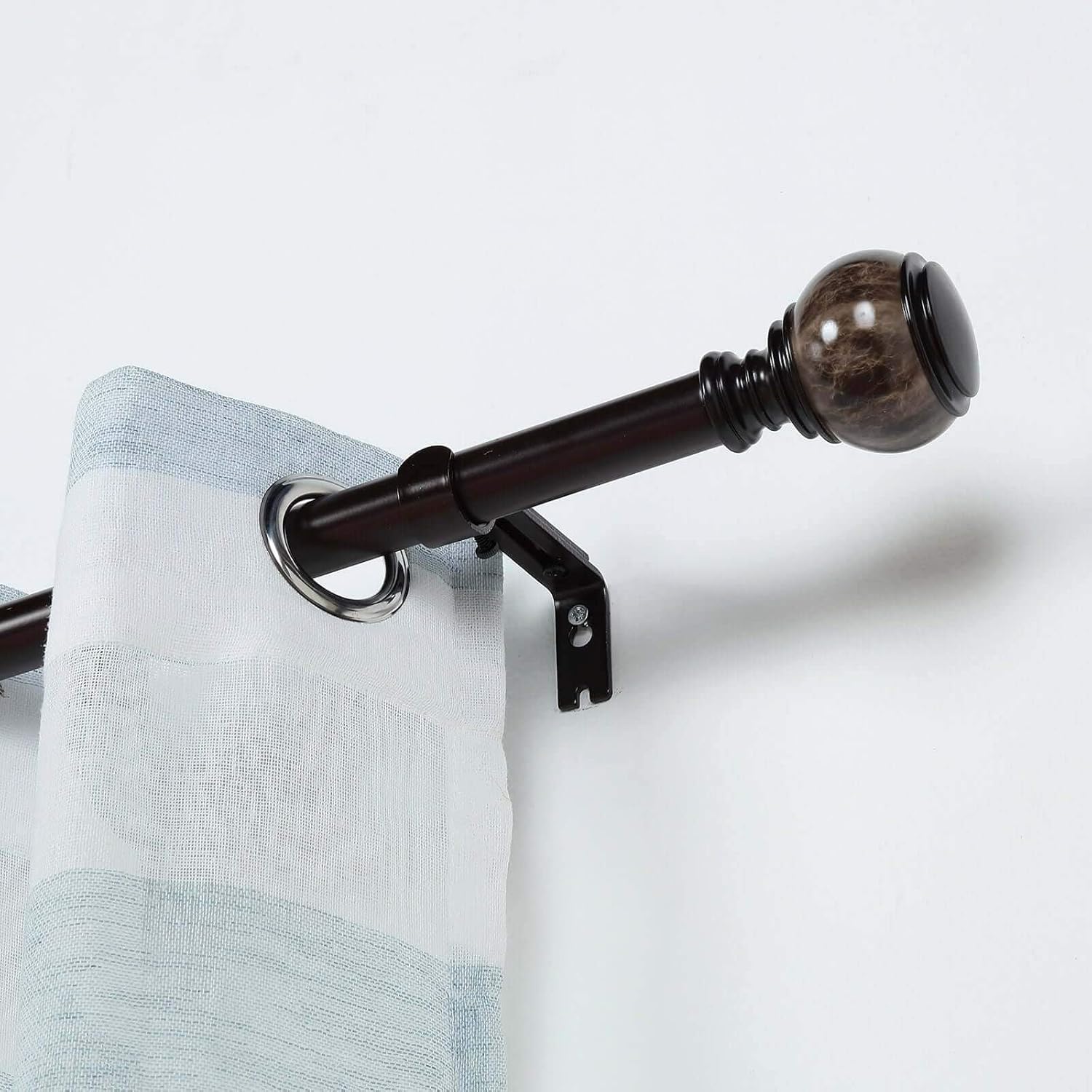 Efavormart 1-Inch Adjustable Curtain Rod Set, 42-126" Telescoping Window Drapery Rod with Chocolate Brown Marble Finials, Decorative Modern Treatment, Bronze