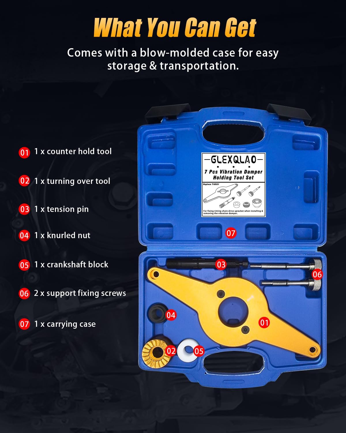 Vibration Damper Holding Tool Replaces T10531, Crankshaft Pulley Shock Absorber Removal Kit Compatible with Audi Skoda Seat VW 1.8 2.0 4V TFSi EA888 Engines