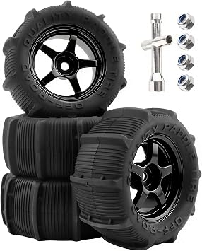 4 Pieces RC Paddle Tires Wheels Replacement Spare Parts for All 1/14 1/16 Scale H14BM H16GT H16DR H16BM H16 H16P H16E 16208 16209 16210 14209 14210 14211 16889 RC Car