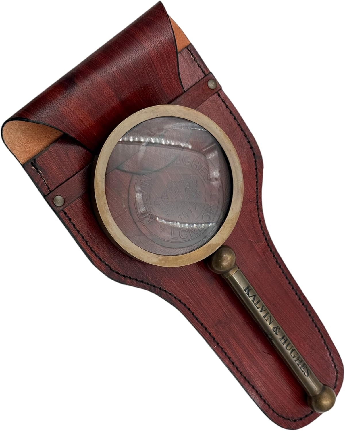 Handmade Kelvin & Hughes Antique Magnifying Glass Lens with Brass Handle Collectible Décor Gift Reading, Inspection, Astrologer, Low Sight Elderly Office use Table Design Gift for Dad/Mom Uncle
