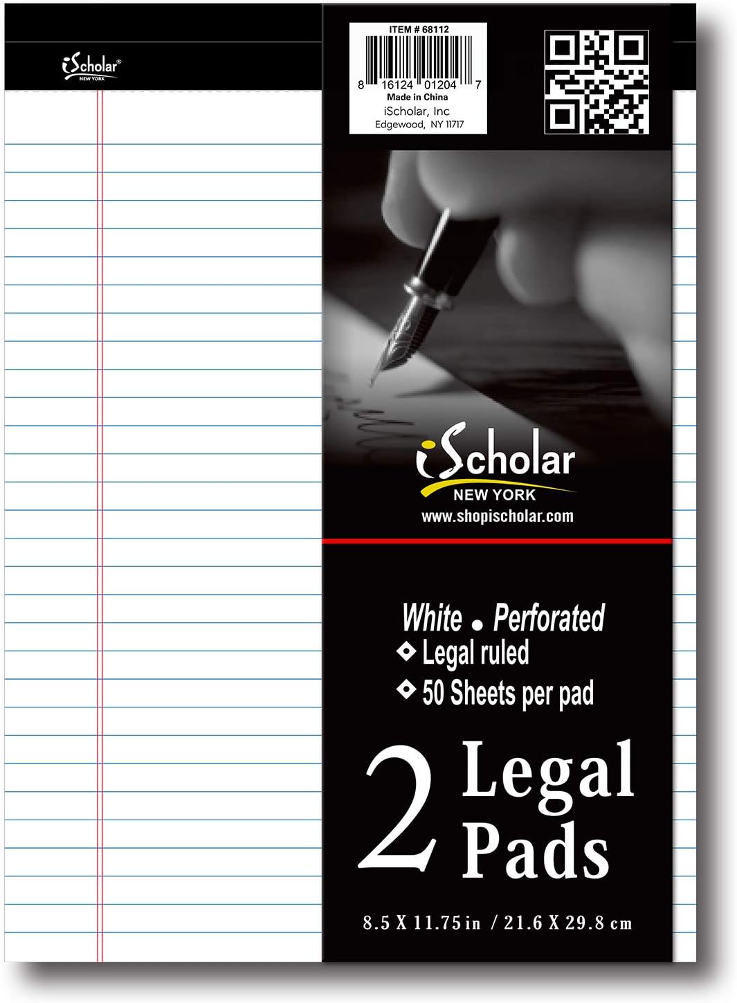 IScholar IQ+ Premium Writing Pad - 8.5x11 Letter Size 70 Sheets Double-Wire Bound