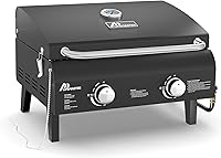 LIFEMASTER Portable Propane Gas Grill - Dual 10,000 BTU Burners, 275 Sq In Cooking Area, Windproof Lid, Perfect for Camping & Tailgating