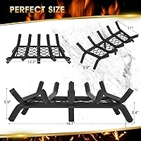 Vista 6 de G GOOD GAIN Rejilla de chimenea con retenedor de brasa, acero resistente de 20 pulgadas para interiores, soporte para estufa de leña, soporte