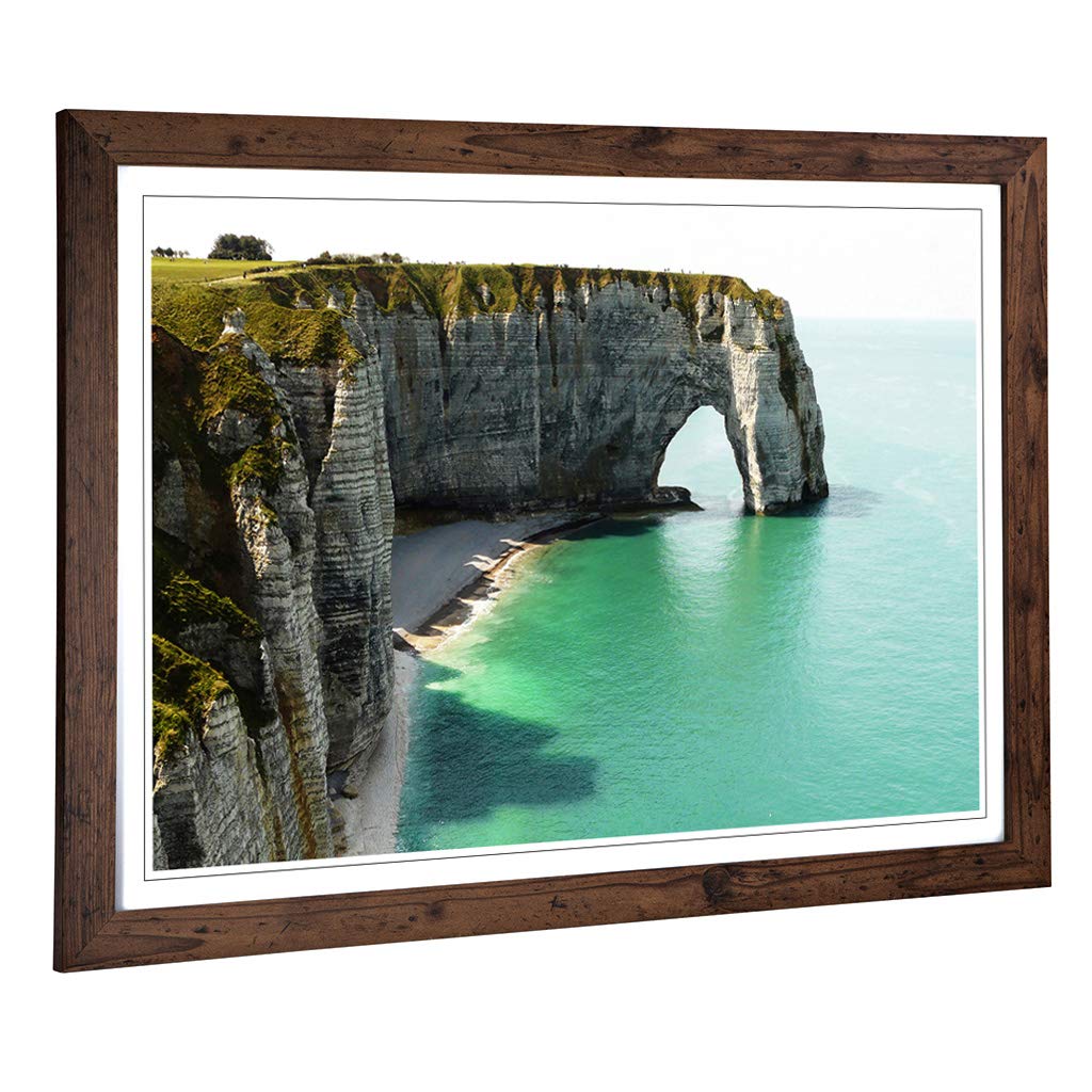 Big Box Art Framed Print of Etretat Normandy France Seascape Design | Wall Art Picture | Home Decor for Kitchen, Living Room, Bedroom, Hallway, Walnut, A2 / 24.5x18 Inch / 62x45cm