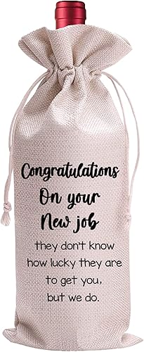 LANBAIHE Bolsa de vino para regalos de trabajo, regalos de promoción, felicitaciones por el nuevo trabajo, regalo de despedida de compañero de