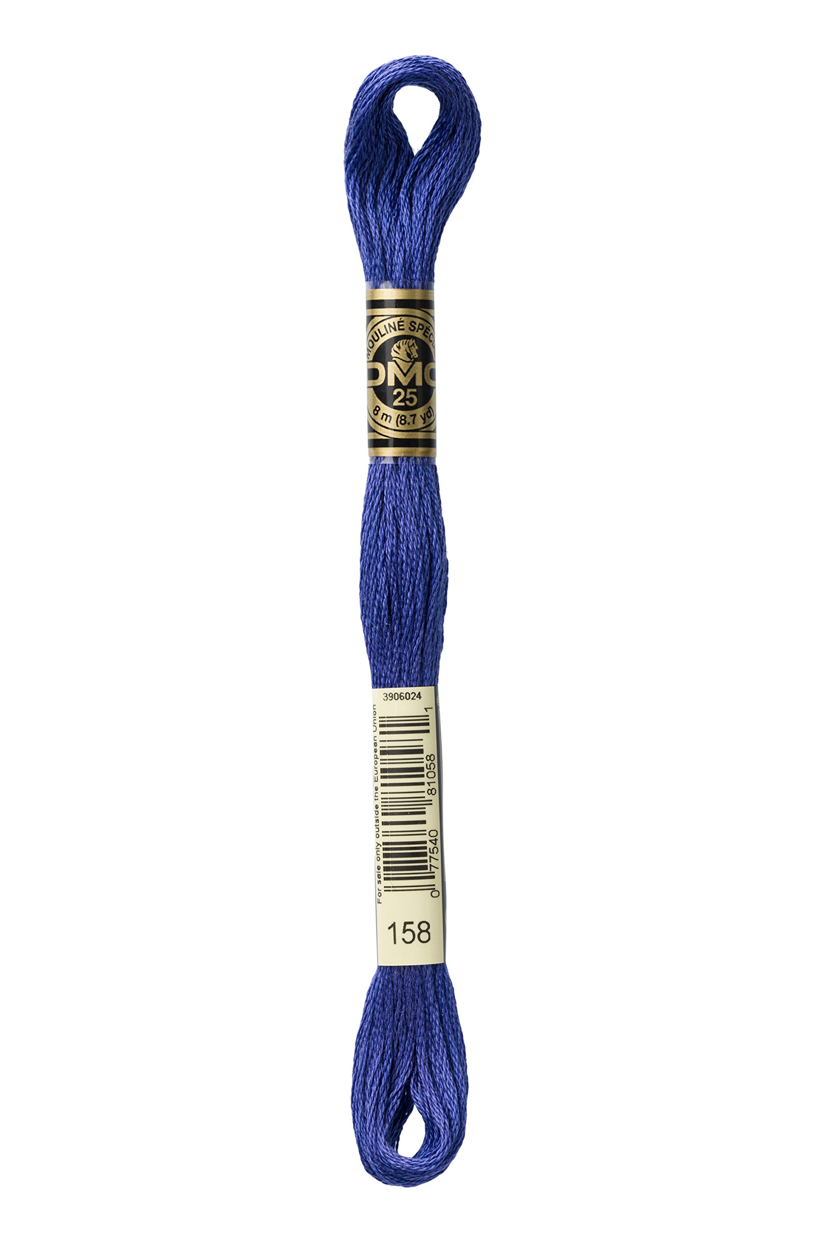 DMC 117-158 Mouline Stranded Cotton Six Strand Embroidery Floss Thread, Dark Cornflower Blue, 8.7-Yard