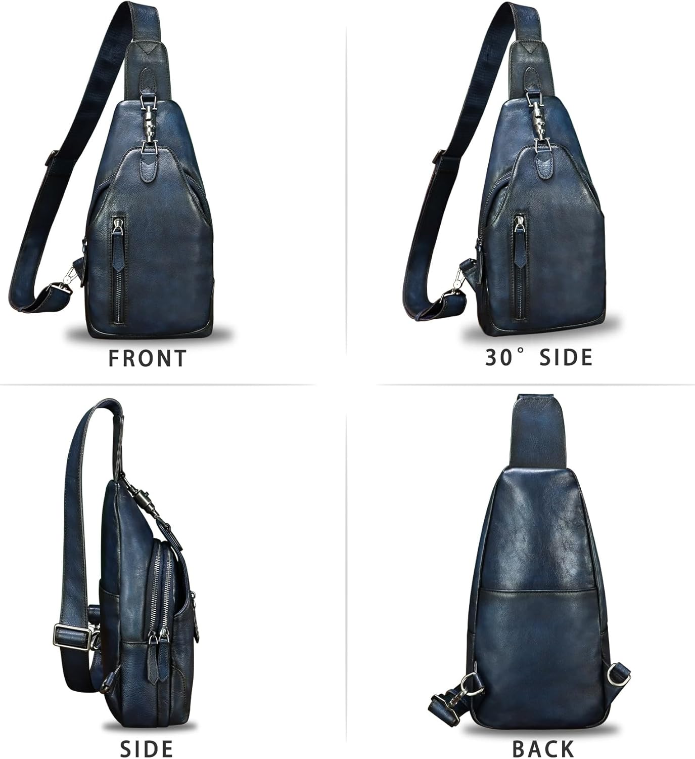 Genuine Leather Sling Bag for Women and Men Vintage Handmade Leather Sling Backpack Fashion Crossbody Bag Chest Purse - Image 4