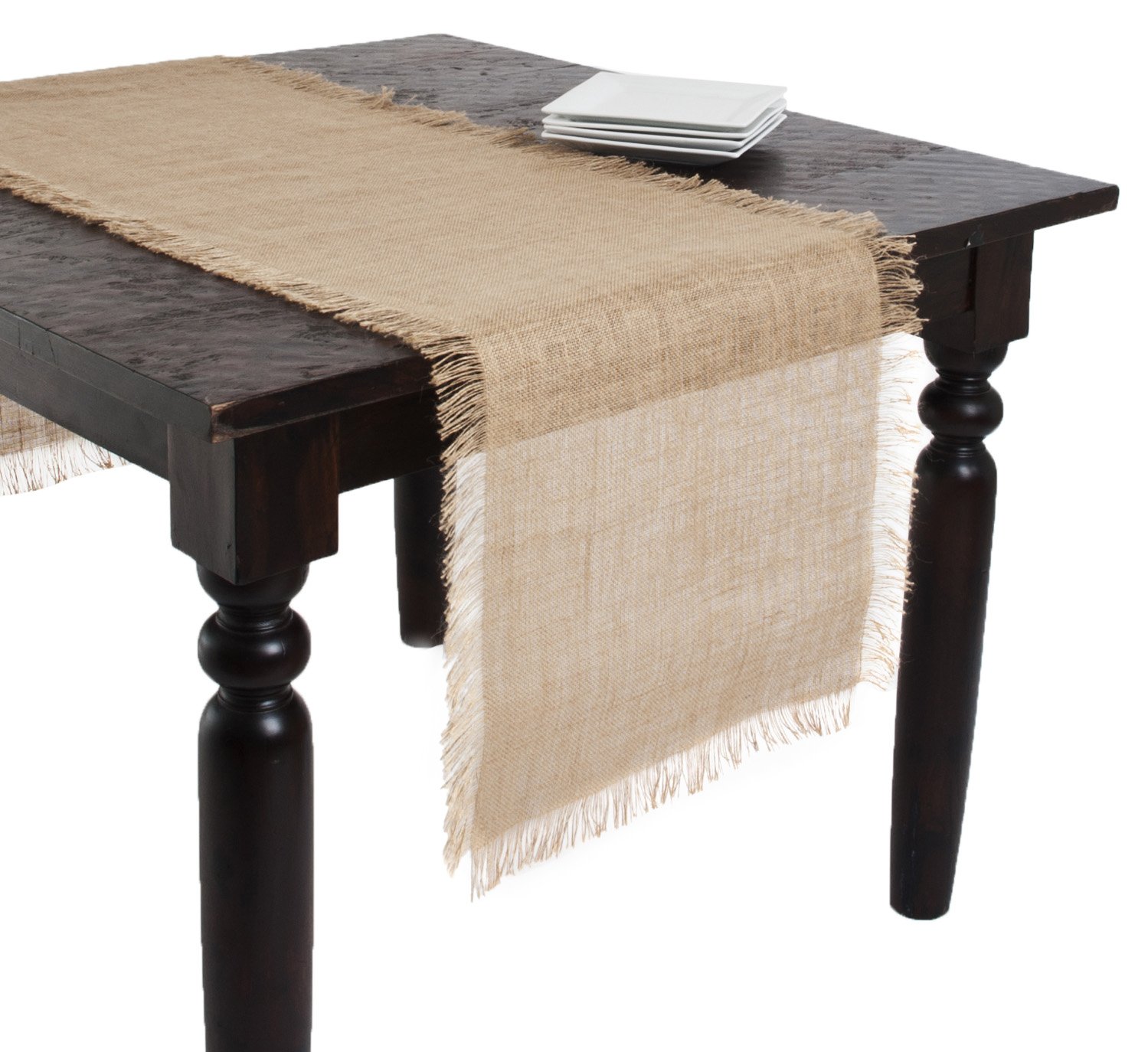 SARO LIFESTYLENatural Color Fringed Jute Table Runner - 20"x 70" Oblong
