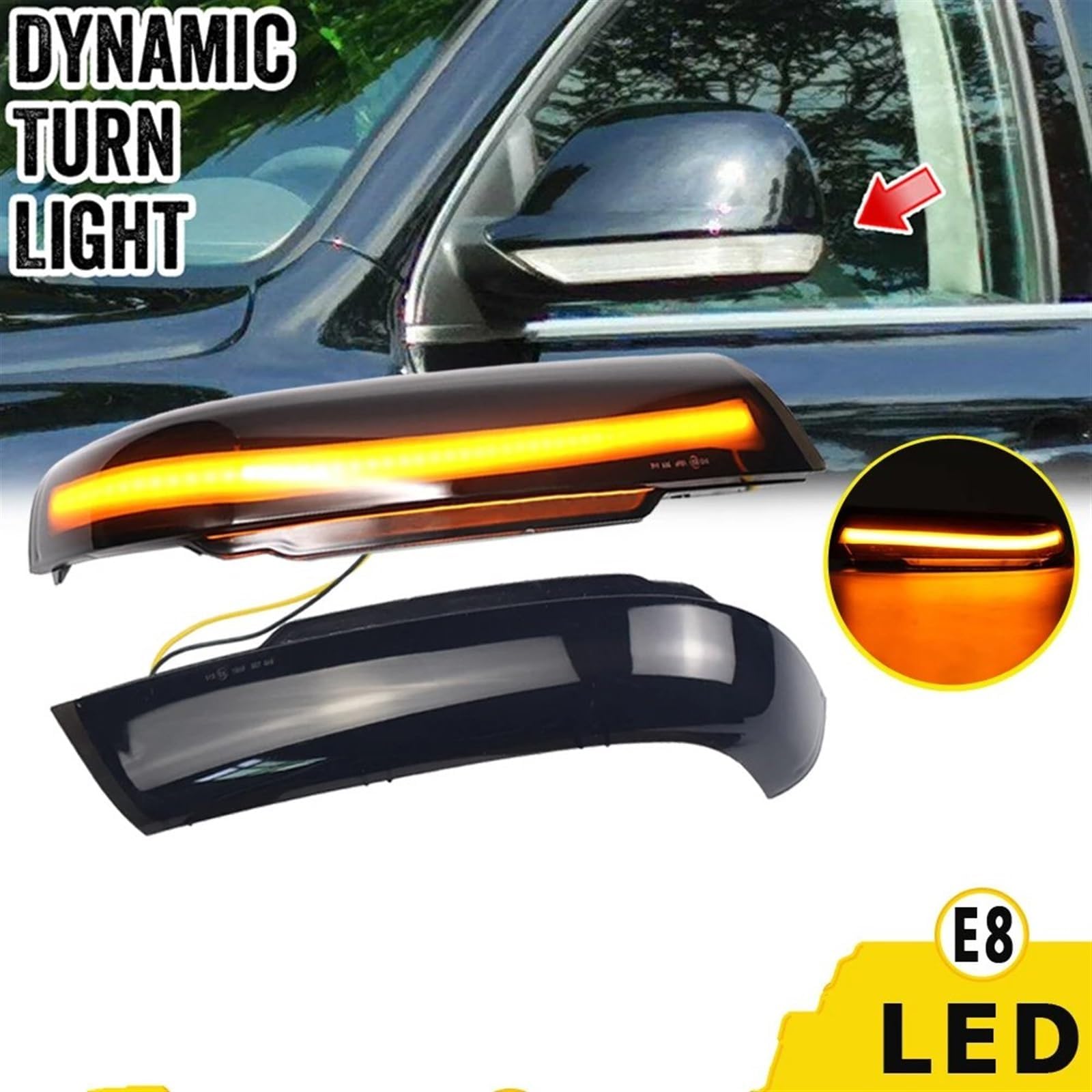 Lusterko boczne dynamiczne kierunkowskazy do VW Touareg I MK1 7L 2002 2003 2004 2005 2006 LED lusterko boczne wskaźnik lampa lusterko boczne lampa wskaźnikowa sekwencyjna lampa błyskowa, dynamiczny