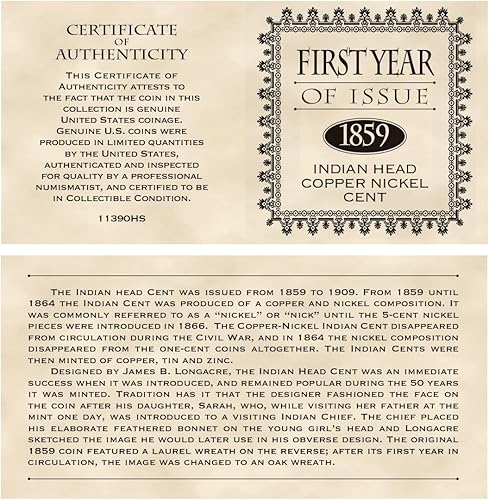 Miniatura 5 de Americana Coin Treasures Primer Año de problema Indian Head Penny 1859