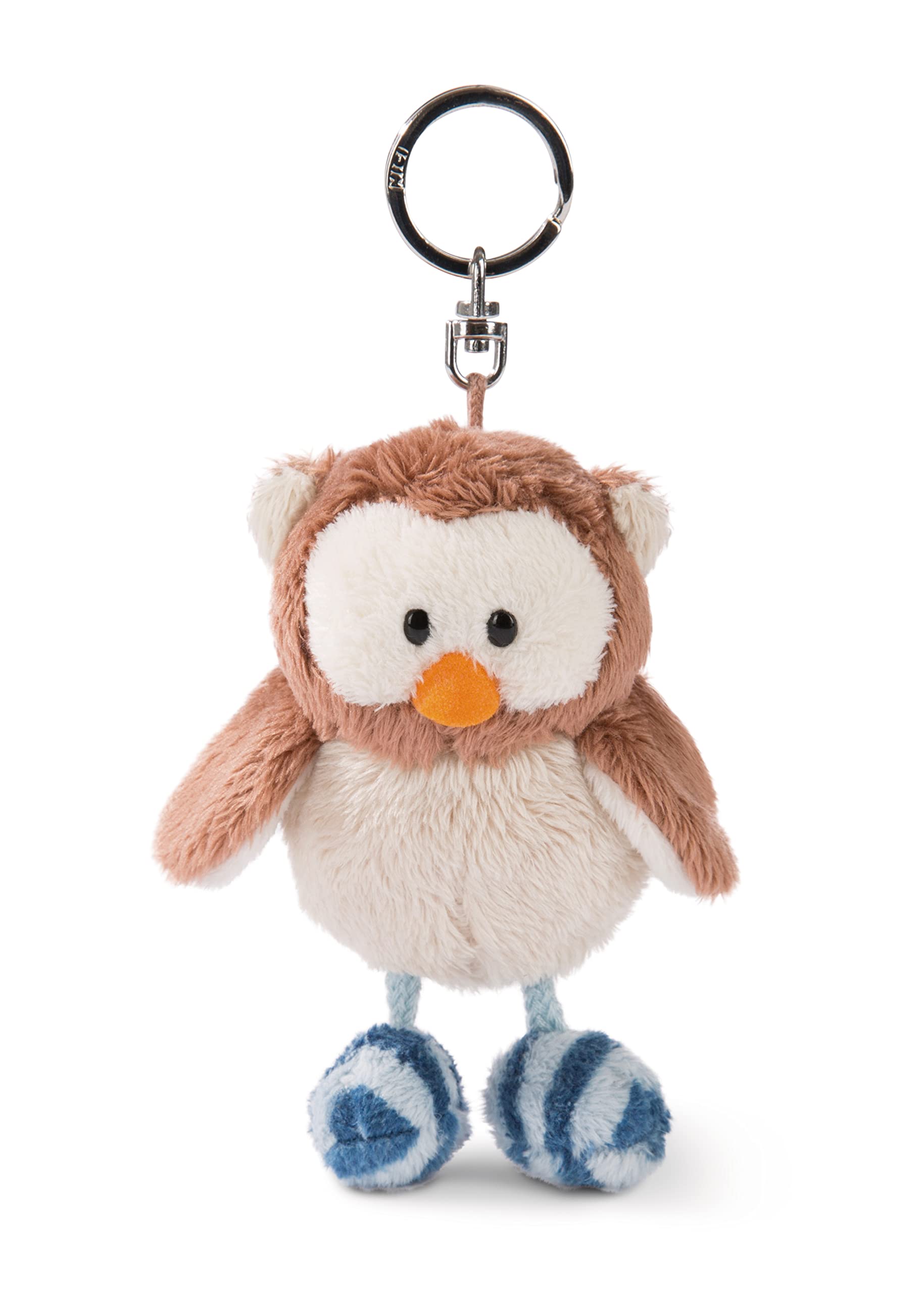 NICI Key holder owl Oscar 10cm brown with rotatable head - Cuddly animal pendant with key ring for lanyard, key ring & more