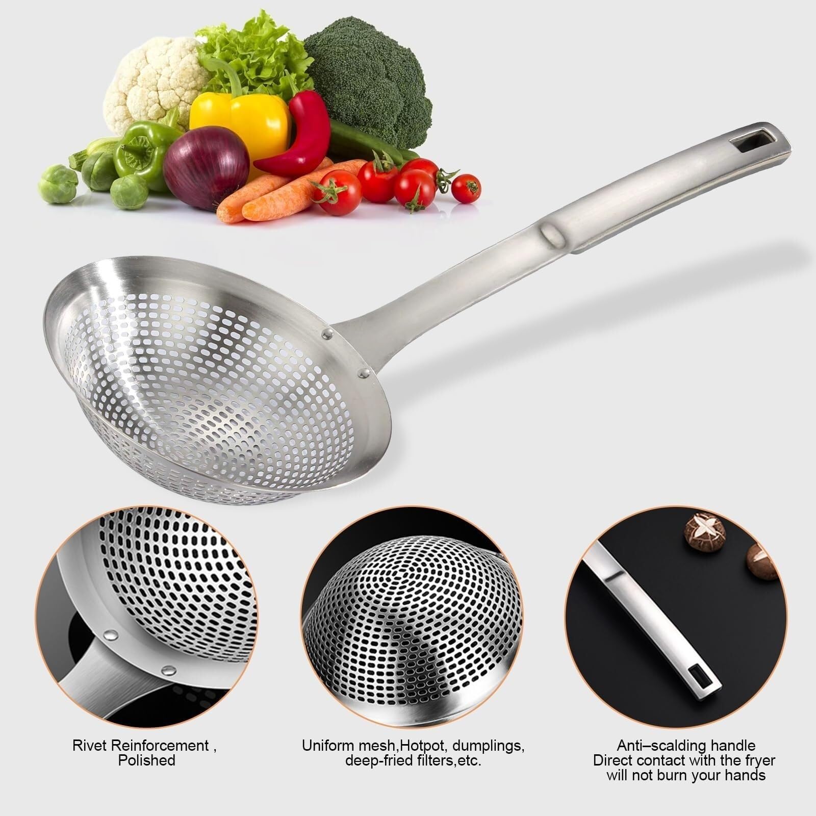 Colini per Mestoli Cucchiaio for Schiumarola Schiumarola in Acciaio Inossidabile for Cucinare Friggere Utensili da Cucina con Filtro for Schiumarola Cucinare(12cm)