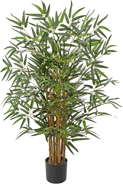 3Ft 36" Artificial Trees Outdoors Fake Bamboo Trees with Natural Cane Artificial Bamboo Plants Fake Plants in Pots for Home Office Lobby Garden Decoration