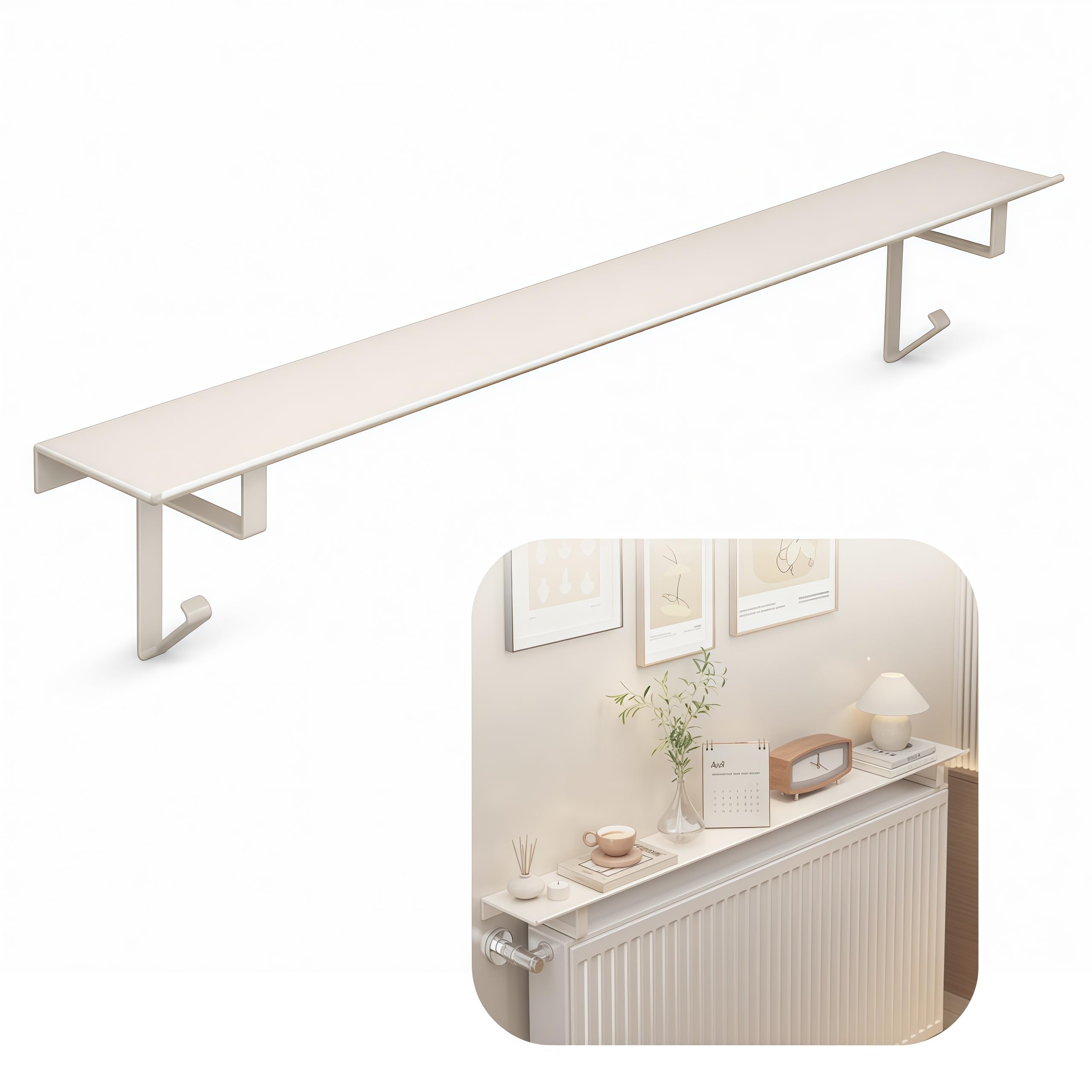 Etagere Radiateur, Cache Radiateur de 60 cm avec Panneau Arrière de 10 cm