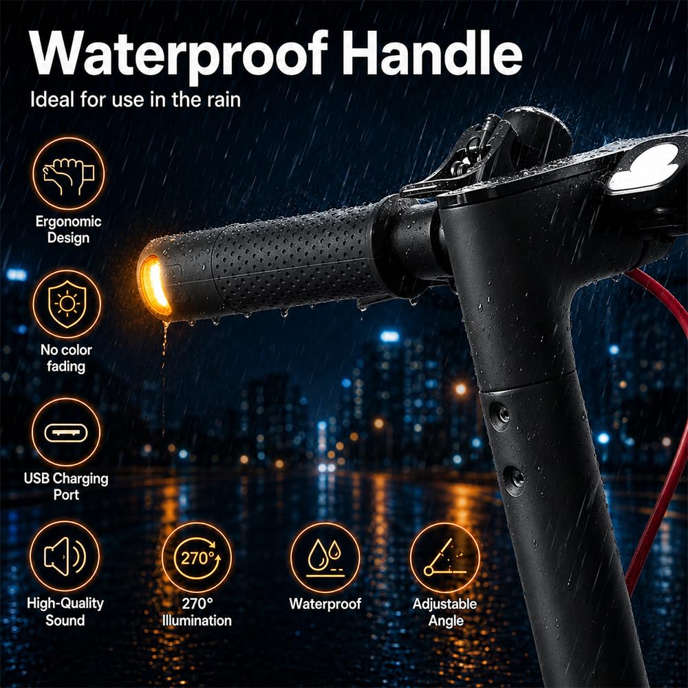 Clignotant Trotinette Electrique, Ergonomique Clignotant pour E Scooter avec Poignée 135 mm, Accessoires Trottinette Electrique avec Télécommande pour M365/Pro2/1S, Ninebot ES1, ES2, ES4, G30