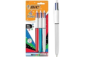 BIC 4-Color Shine Retractable Metallic Ball Pens, Medium Point (1.0mm), 3-Count Pack