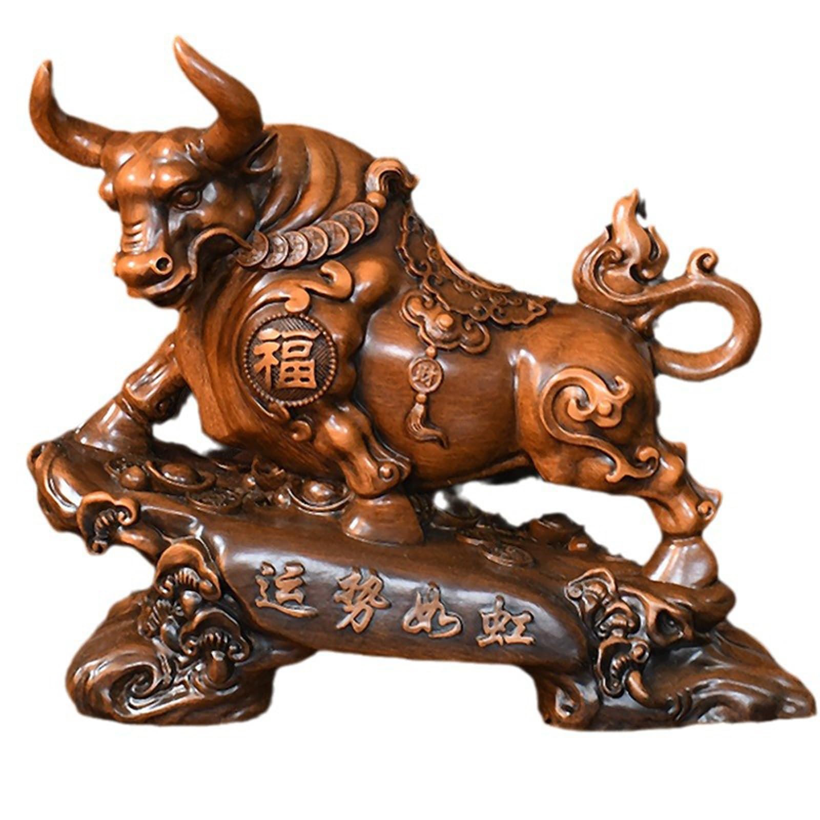NHDVDVAV Resin Feng Shui Bull Scuplture Statue,Wall Street Bull Decorations
