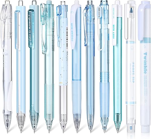 Juego de 11 bolígrafos de tinta de gel pastel 7 bolígrafos de tinta negra 2 bolígrafos de tinta azul y 2 bolígrafos retráctiles resaltadores para