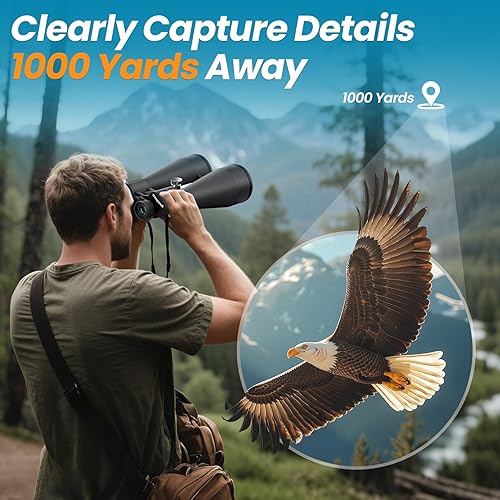 Miniatura 6 de Binoculares de 20 x 80 para adultos de alta potencia, binoculares de apertura grande de 3.150 in con visión clara de poca luz, prismáticos de largo