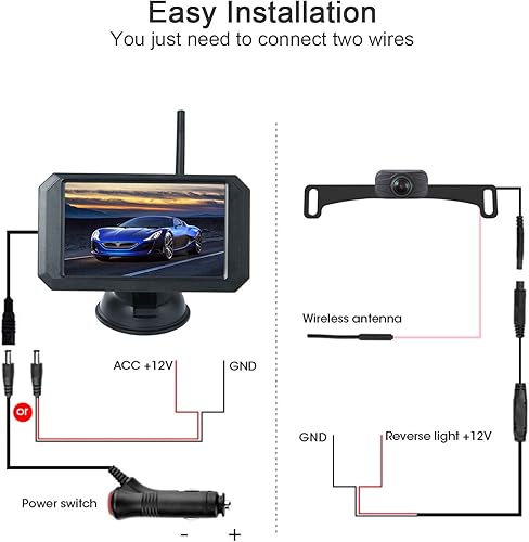 Miniatura 3 de Cámara de respaldo inalámbrica para coche/camión/remolque/camioneta/SUV/cámper, monitor 720P de 5 pulgadas, estabilidad de señal digital, fácil