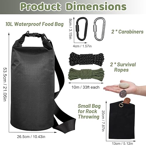 Miniatura 3 de Sistema de colgar bolsas de comida para osos, kit ultraligero para bolsas de oso de campamento que incluye bolsa de oso impermeable de 10 L, sistema