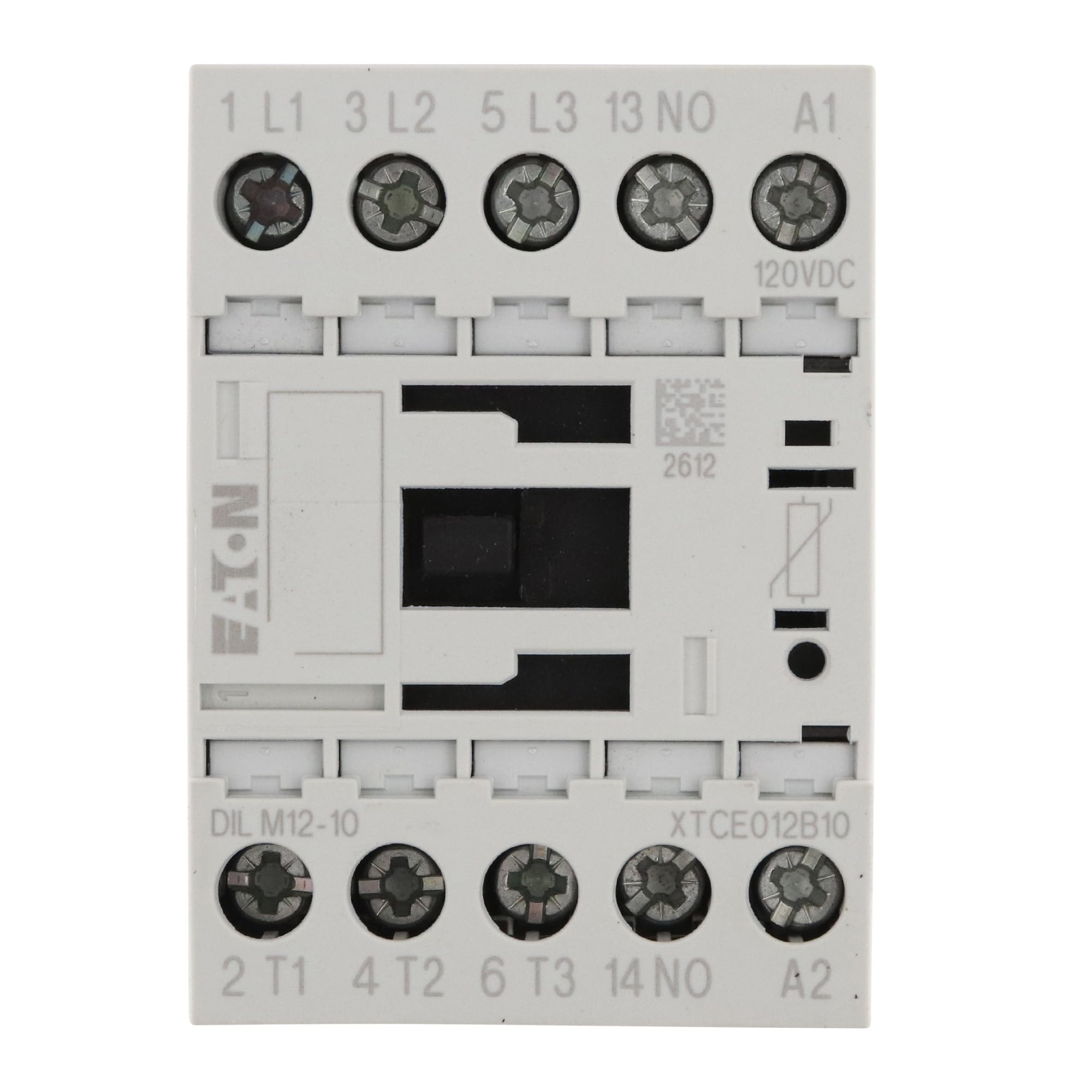 EATON XTCE012B10AD DILM12-10 Din-Mount Contactor, 5.5kW, 120Vdc, 3-Pole, 20A