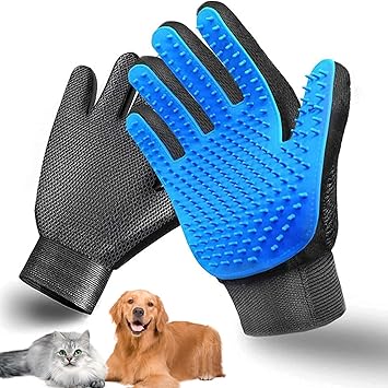 JD PRO Grooming Glove and Furniture Pet Shedding Hair Remover, Deshedding Bathing Cleaning Petting Massage Mitt for Dog, Cat, Equine, Horse, Puppy, Rabbit, Animal (1 Pair)