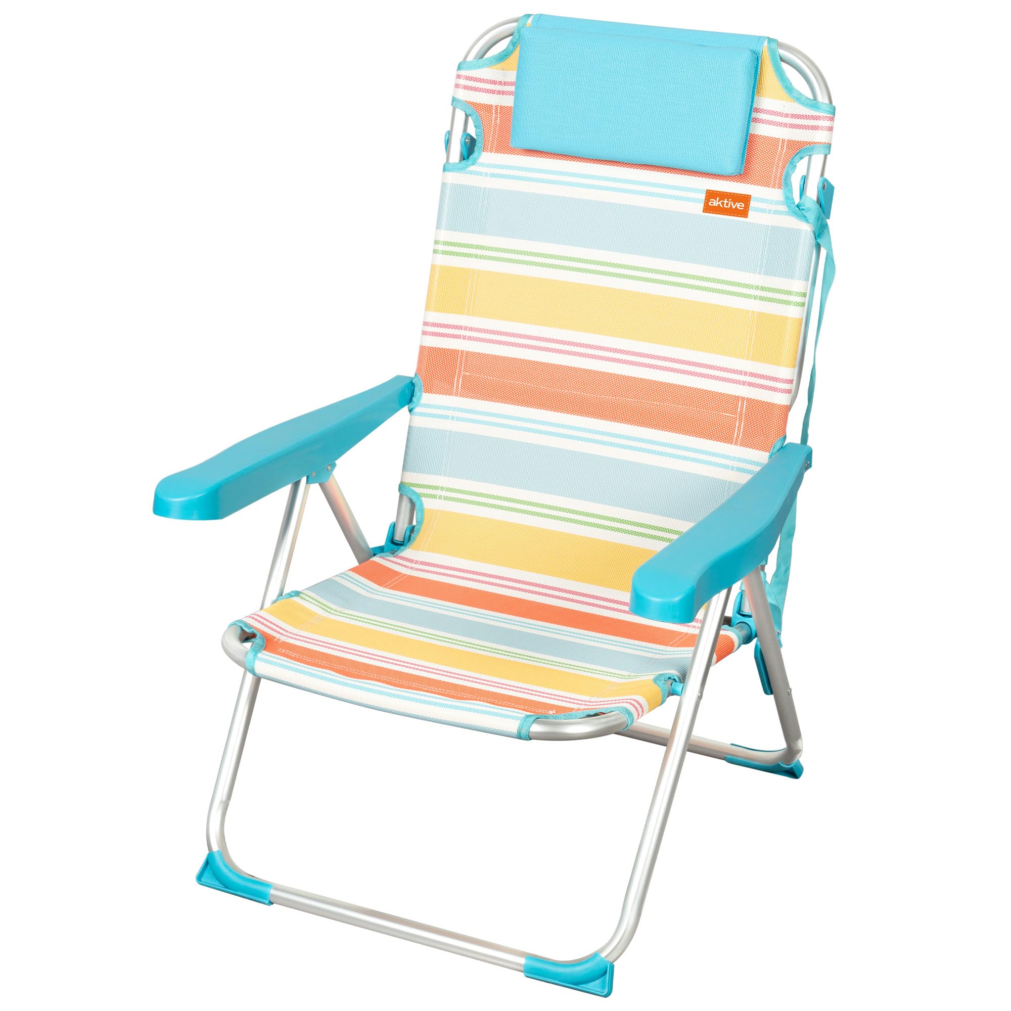 Chaise pliante de plage rayée avec coussin pour vos après-midis farniente au bord de l'eau