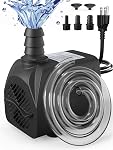 400GPH Submersible Water Pump(1500L/H, 25W), Ultra Quiet Water Fountain Pump with 6.56ft. High Lift & 6.5ft Power Cord, 3 Nozzles for Pond Waterfall, Fish Tank, Aquarium, Hydroponics | Water Pump, 3 Nozzles Indoor Outdoor Fountain, Fish Tank, Small P