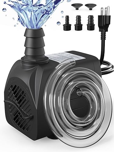Bomba de agua sumergible de 400 GPH (1500 LH, 25 W), bomba de fuente duradera para exteriores con tubo de 6.5 pies para acuarios, pecera, fuente de