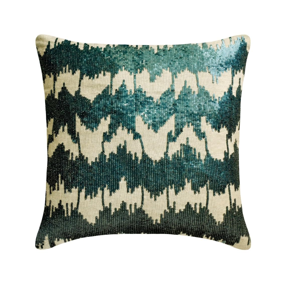 The HomeCentric Decorativo Azul Verdoso Amortiguar, 45 x 45 cm Lino Cojin, Funda de Cojín con Lentejuelas, Abstracto Cojin, Moderno Amortiguar - Rapids