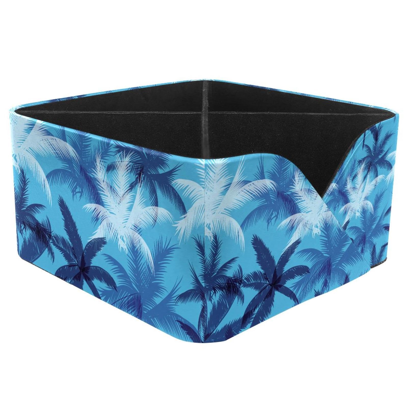 KengjuTesu Tropical Palm Leaves Desktop Organizer Pen Holder, Rectangular Pencil Cup for Office, Study and Makeup Stations