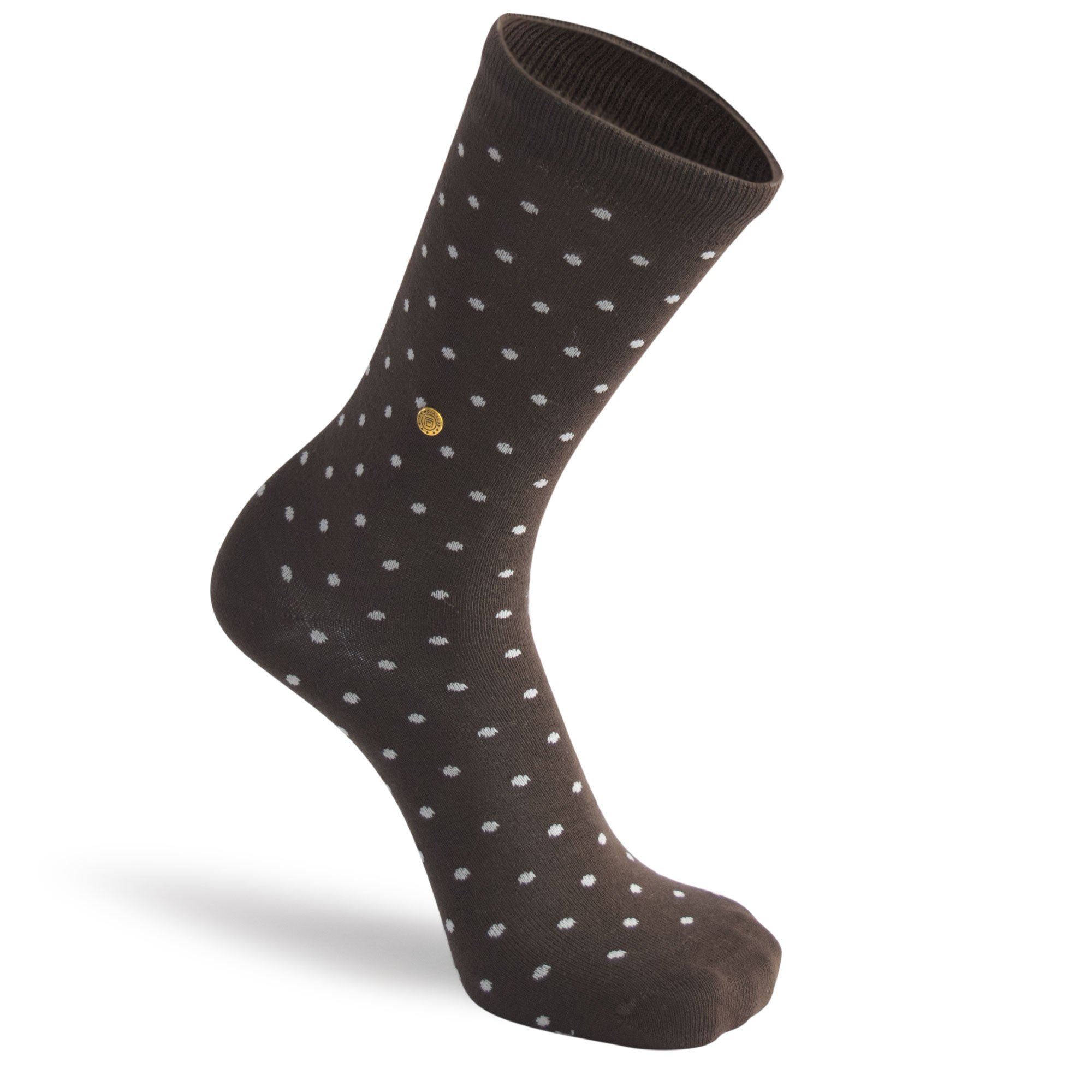 Men's Cotton Polka Dots Socks (Brown and White, Free Size)-image-33