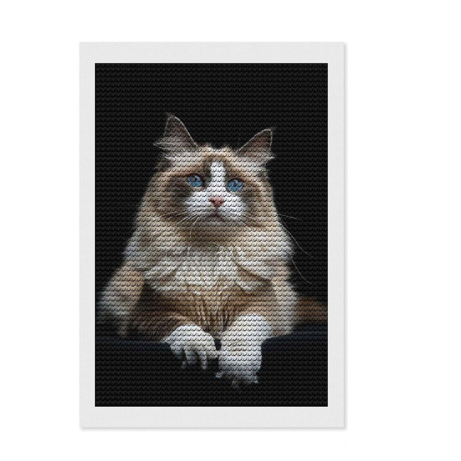 Junmoney Ragdoll Diamond Painting Canvas Set 8"x12", Relaxing DIY Hobby, Living Room Decor, for Teens, Holiday Gift Idea