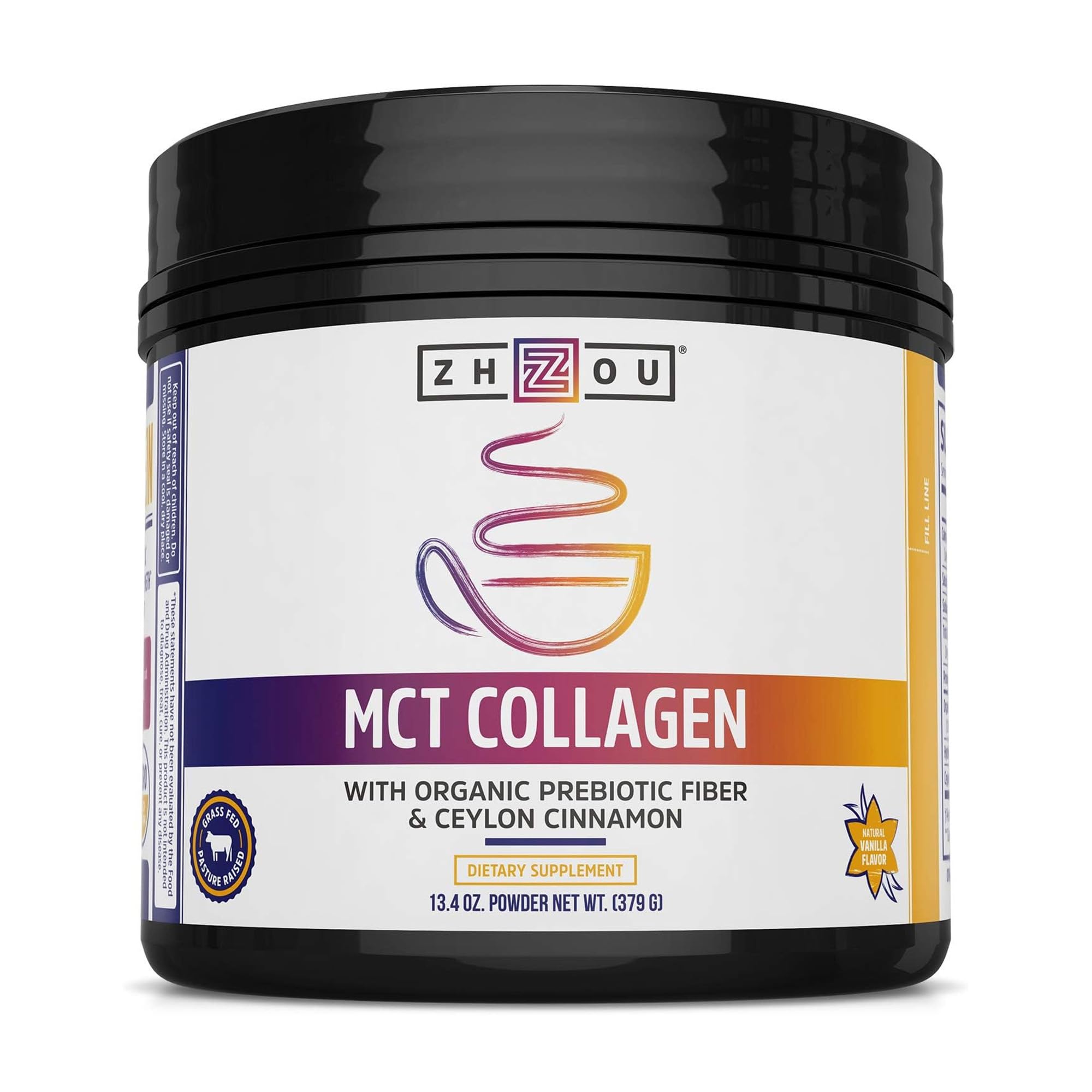 Zhou MCT Flavored Collagen Peptides Powder for Women and Men - Hydrolyzed Collagen Supplement with MCT for Joints, Bones, Hair, Skin & Nails - Natural