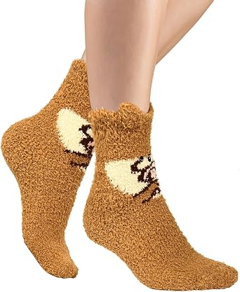 Benefeet Sox Cute Fuzzy Socks for Women Girls - Fluffy Cozy Warm Winter Funny Animal Slipper Plush Sleeping Socks