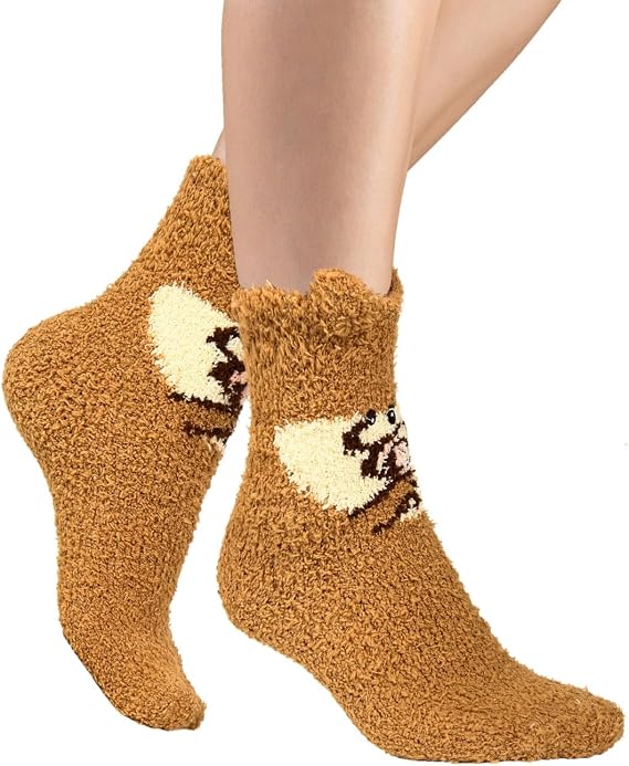 Benefeet Sox Cute Fuzzy Socks for Women Girls - Fluffy Cozy Warm Winter Funny Animal Slipper Plush Sleeping Socks