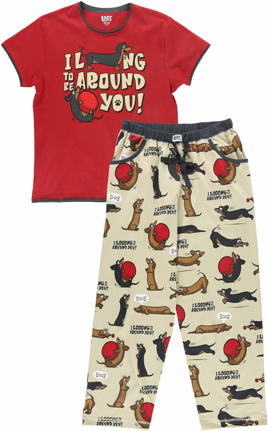 Lazy One Women's Pajama Set, Short Sleeves with Cute Prints, Relaxed Fit, Dog and Cat Prints - Image 4