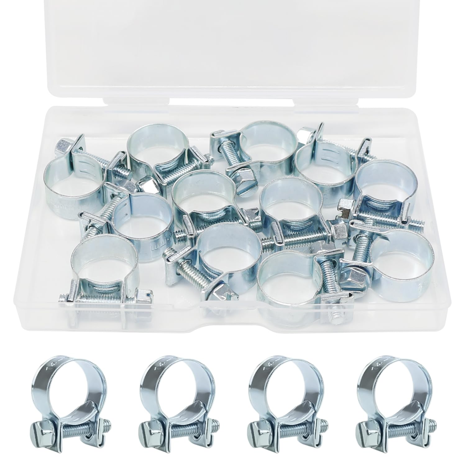 12PCS 14-16mm Automotive Hose Clamps 9/16"-5/8" Fuel Line Clamps for Diesel Petrol Pipe DD025-14-16