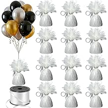 FUBININA 12 Pack White Balloon Weights Anchor with 1 Roll Ribbon Heavy Duty
