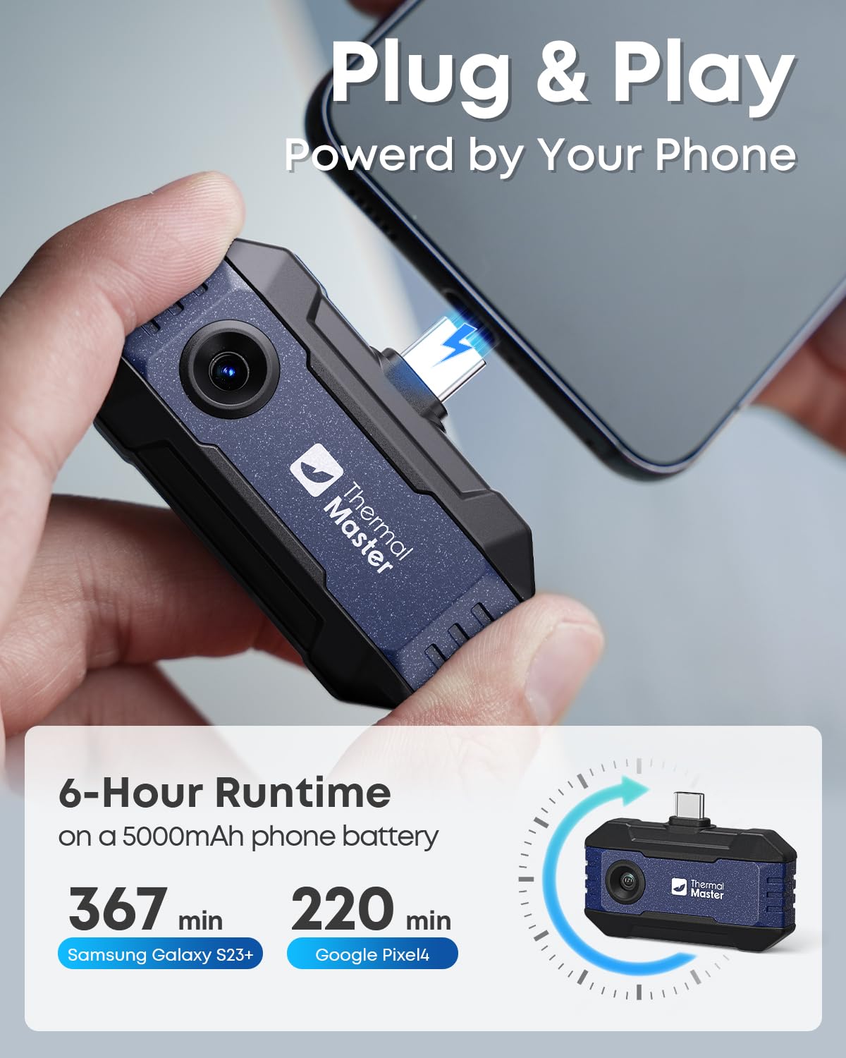 Thermal Master P1 kamera termowizyjna do USB-C iPhone i Android, 320 x 240 X³, ulepszona rozdzielczość IR, od -20°C do 600°C, 15-krotny zoom, 25 Hz, kamera na podczerwień do instalacji domowych, HVAC