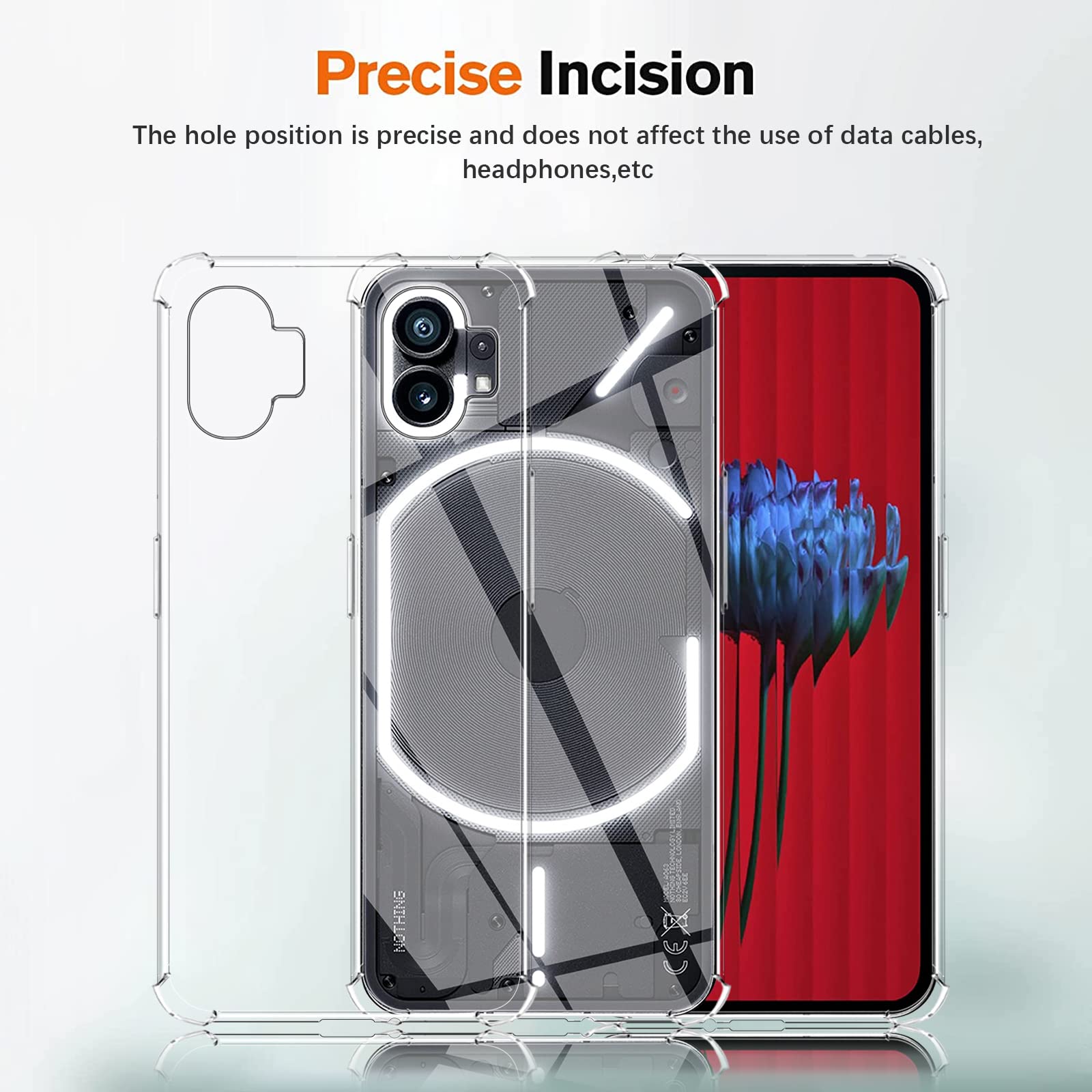 Custodia Portafoglio In Pelle Per Nothing Phone 1 Con Supporto E Pellicola Vetro Temperato - Grigio - 3