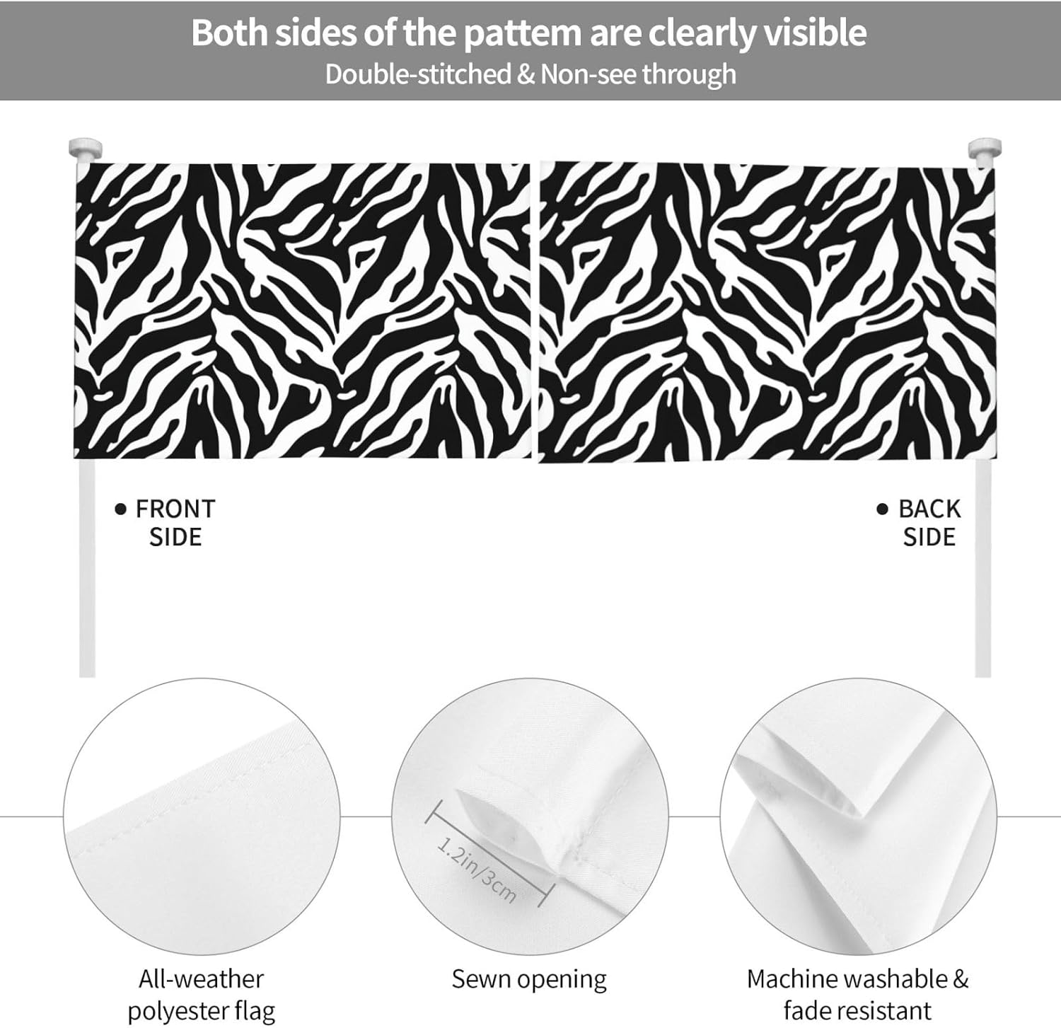Black And White Jungle Camouflage Car Flag Outdoor Window Clip 12 X 18 Inch Double Side Car Decoration