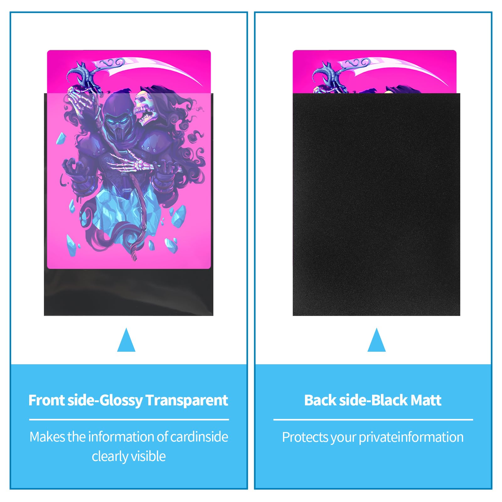 Lot De 300 Pochettes Cartes Transparentes 66x91 Mm – Dos Noir Mat, Protection PVC