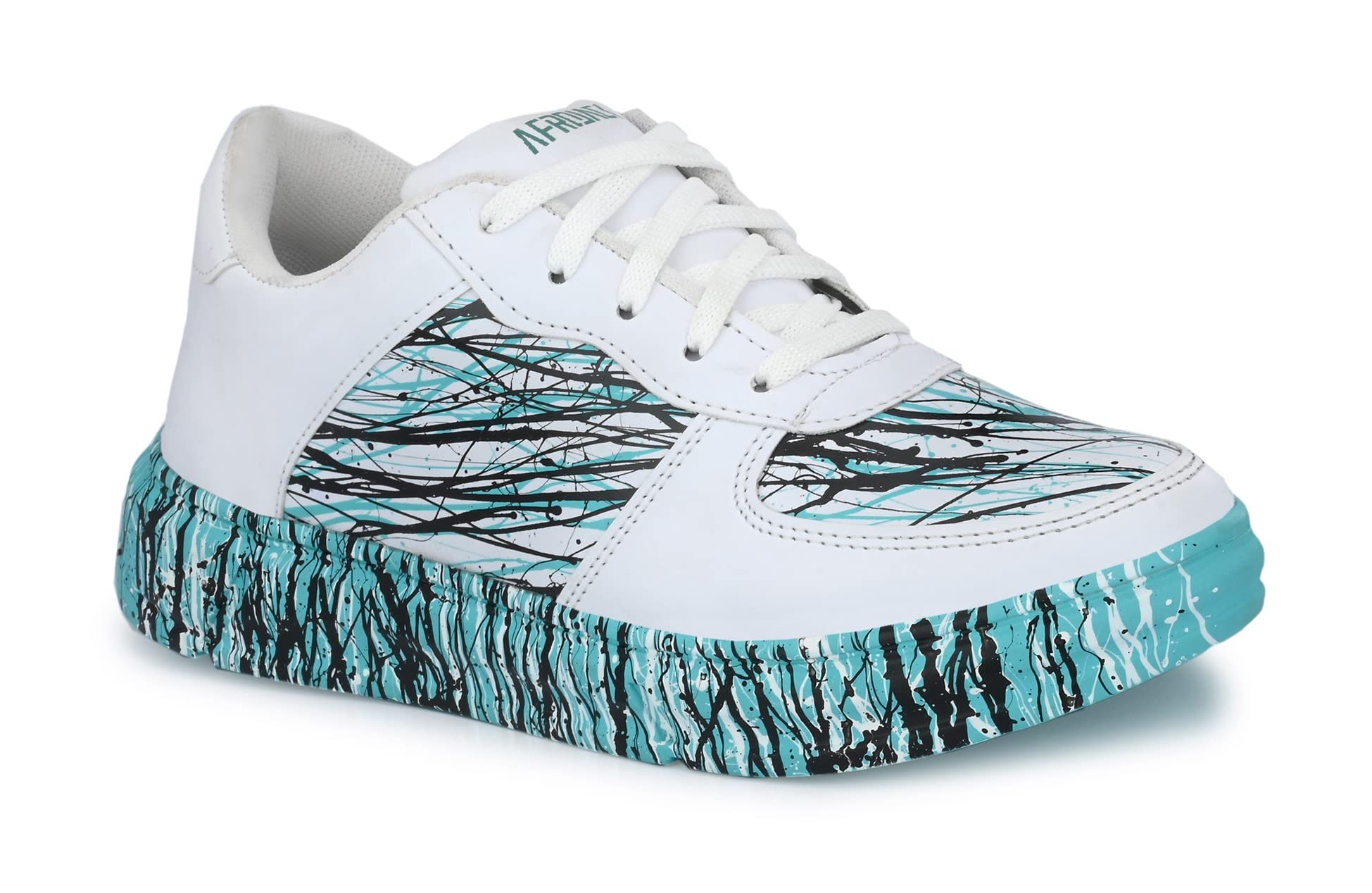 AFROJACK Mens Casual Shoes | Hand Printed Sneakers | Lace up| White Color | Lightweight Shoes m412 (B0BRSVZH2J) Amazon Price History, Amazon Price Tracker