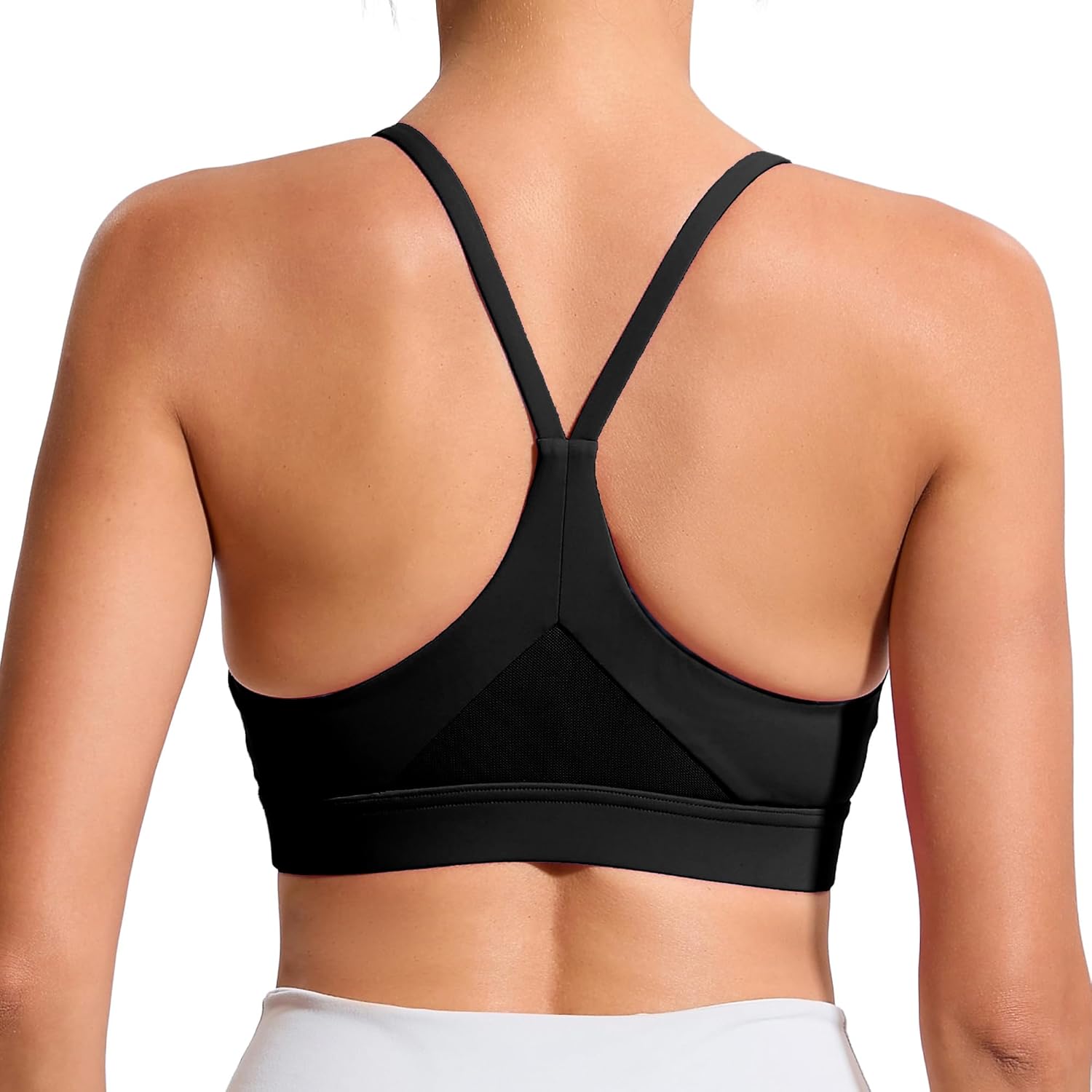 Hioffer Y-Back Sports Bras for Women Medium Impact Spaghetti Strap Bras Workout Wirefree Yoga Bra