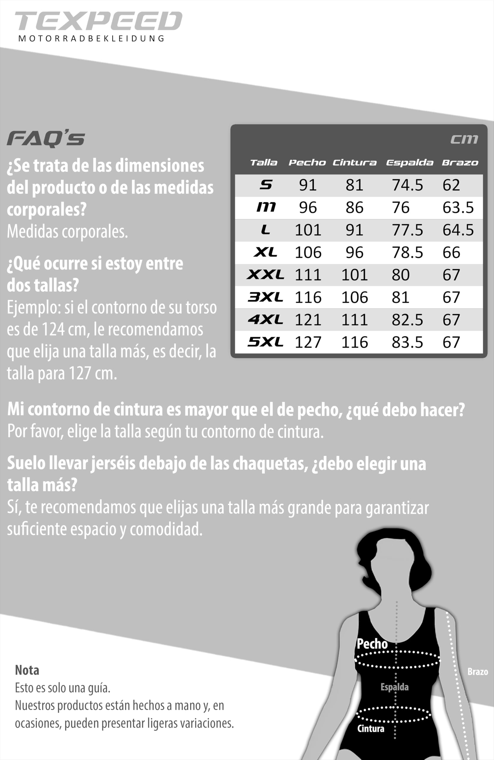 Texpeed Chaqueta de moto para mujer impermeable con protectores en tejido Cordura con armadura de moto CE (EN 1621-1) Negro - L