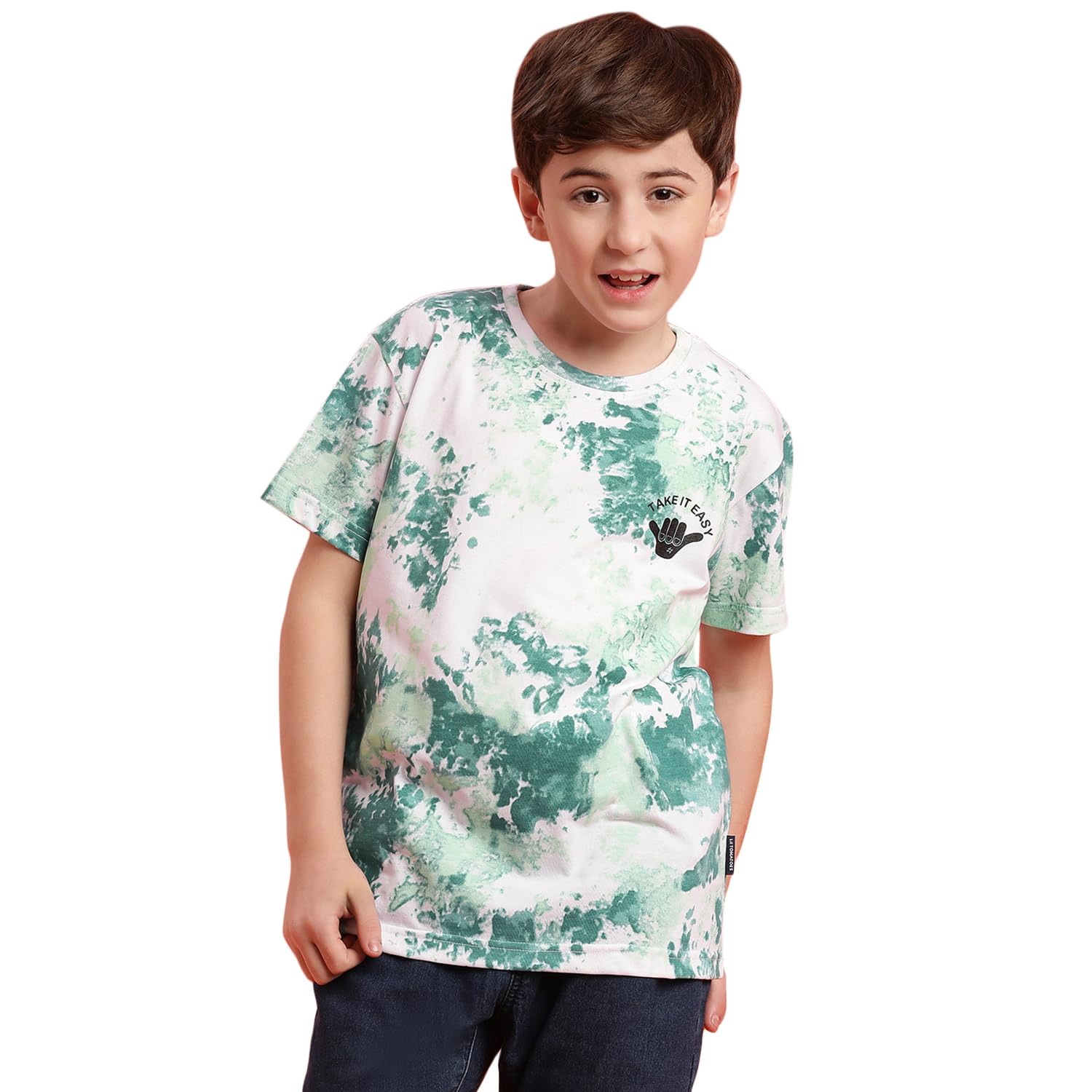 Sponsored Ad - Boys Li'l Tomatoes Boy's Tie-Dye Regular Fit T-Shirt, Green