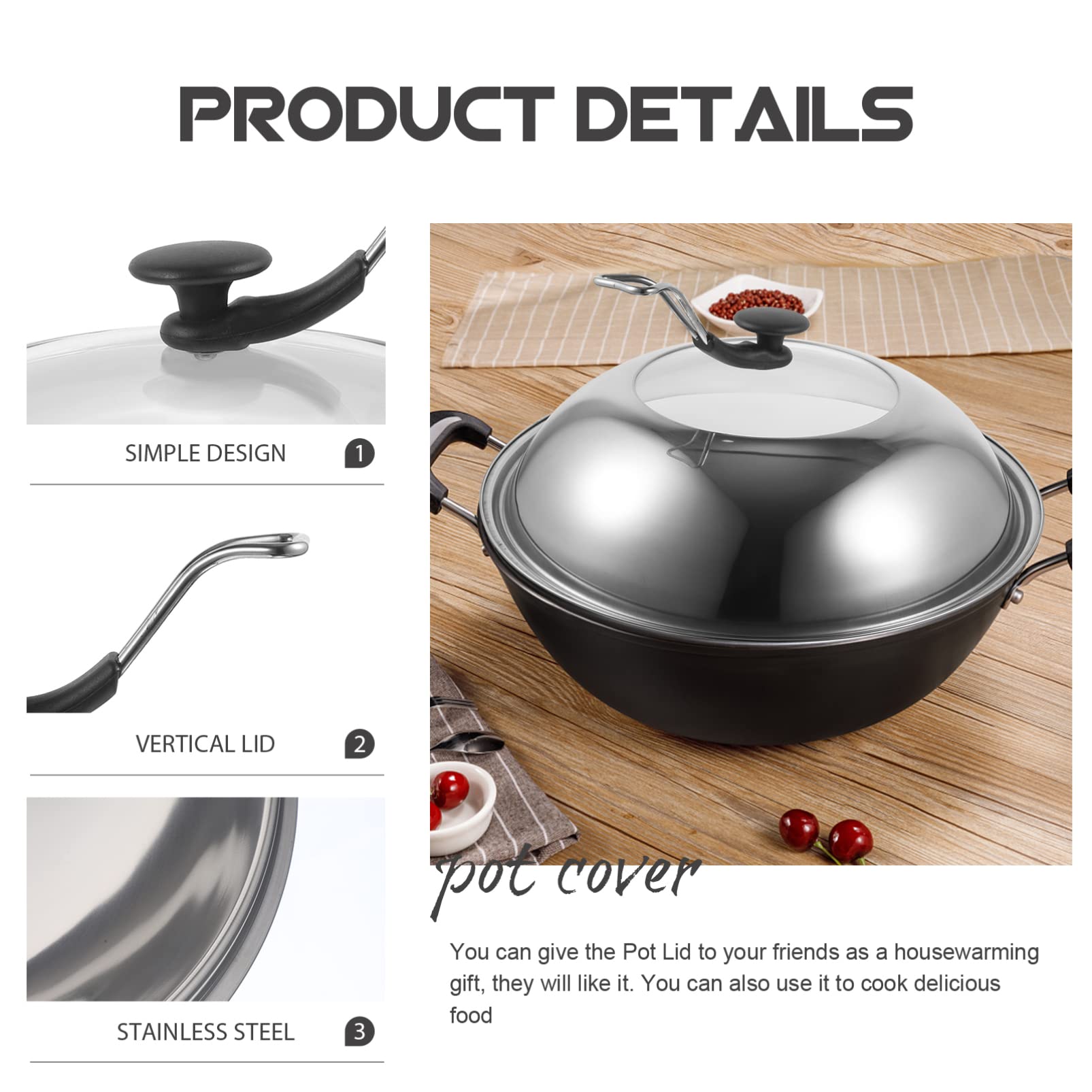 Coperchio per Pentola in Acciaio Inox Argento Rotondo Design Visibile e Facile da Aprire per Cucina e Hotel