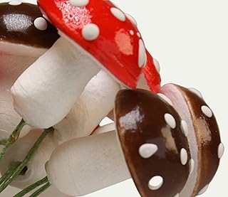 Meyer Imports Red & Brown Mix - 3/4" Spun Cotton - Set of 10-218-0117 Wonderful World of Spun Cotton Mushrooms!